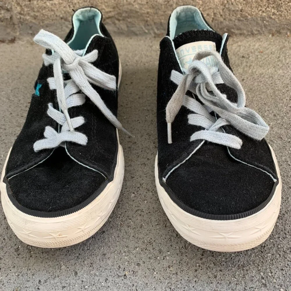 CONVERSE One Star Low Top Sneakers Girls 2.5 34 Y2K Black Suede Running Shoes